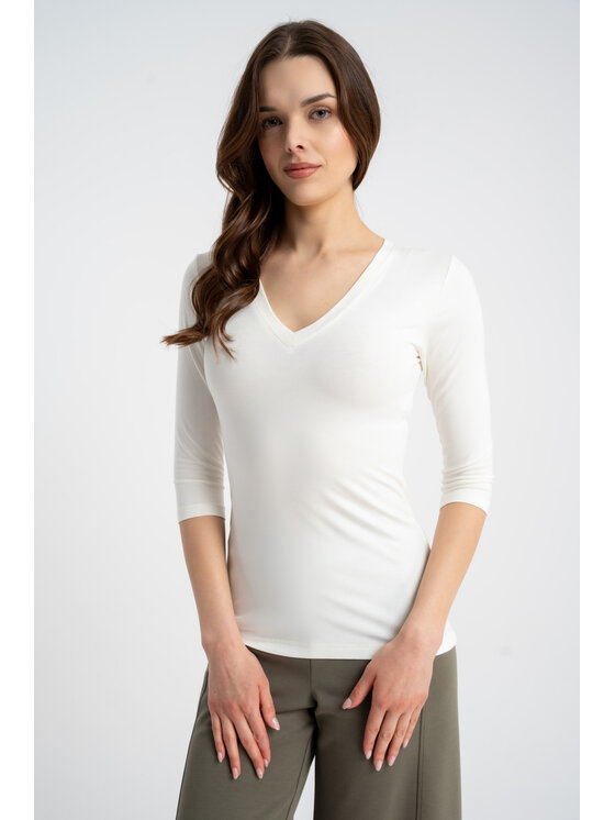 CLICK CLICK Μπλουζάκι 10-6827 Εκρού Slim Fit