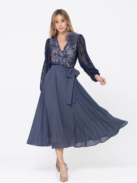 LIDIA KALITA LIDIA KALITA Sukienka koktajlowa Capri Granatowy Flare Fit