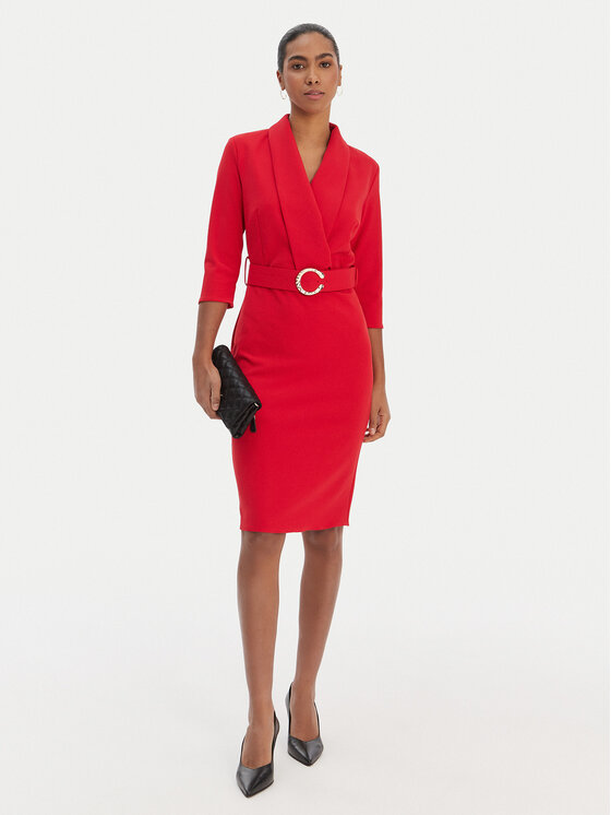 Rinascimento Rinascimento Kokteiļkleita CFC0126777003 Sarkans Slim Fit