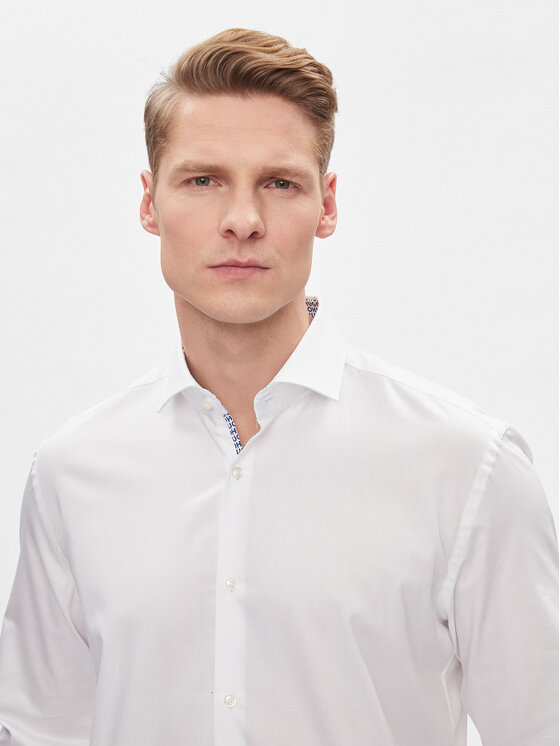 HUGO Hugo Krekls Kery 50508303 Balts Slim Fit