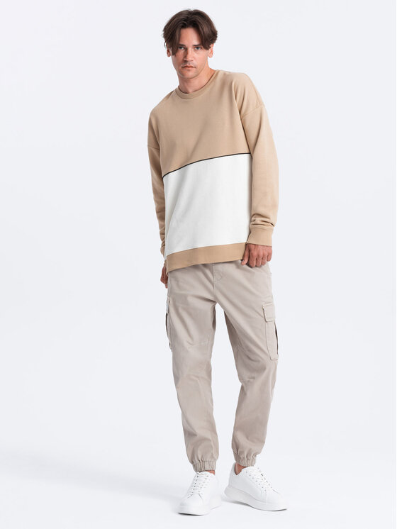 Ombre Ombre Mikina OM-SSNZ-0130 Béžová Oversize