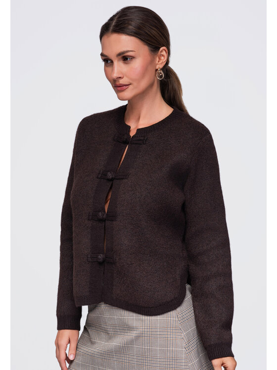 Ombre Ombre Sweter OW-SW-E0007 Brązowy Regular Fit