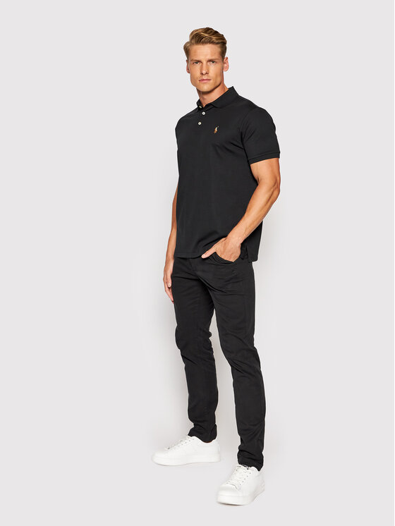 Polo Ralph Lauren Polo Ralph Lauren Тениска с яка и копчета Ssl 710713130001 Черен Slim Fit