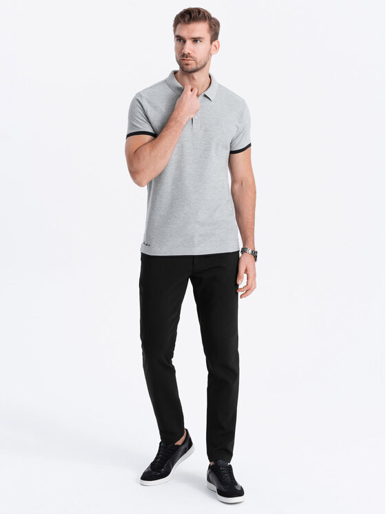 Ombre Ombre Polo OM-POSS-0113 Szary Fitting Fit