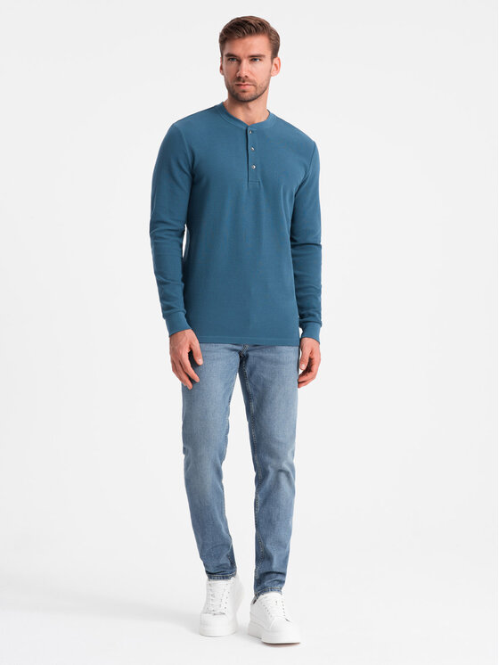 Ombre Ombre Longsleeve OM-LSCL-0120 Niebieski Regular Fit