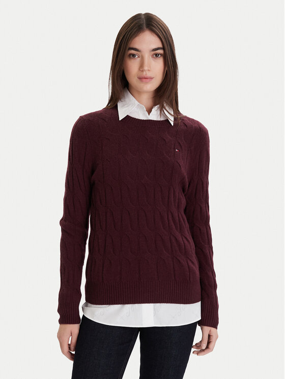 Tommy Hilfiger Tommy Hilfiger Sveter WW0WW43586 Bordová Regular Fit