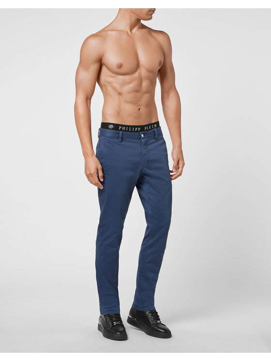 PHILIPP PLEIN PHILIPP PLEIN Spodnie materiałowe 4133 Granatowy Regular Fit