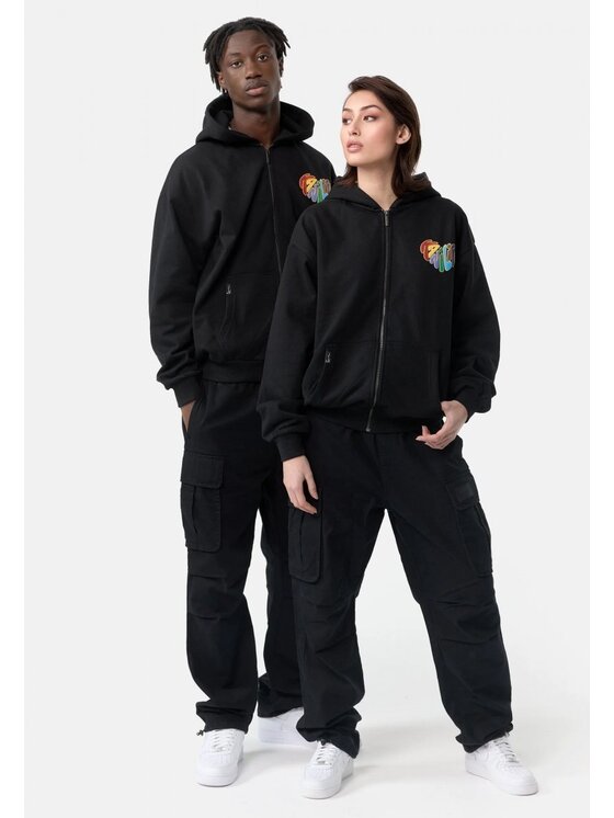 Karl Kani Karl Kani Mikina WOVEN SIGNATURE KANI LIFE OS FULL ZIP HOODIE Černá Regular Fit