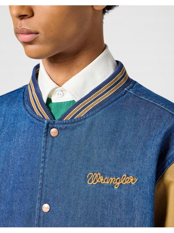 Wrangler Wrangler Giacca di jeans VARSITY JACKET Blu Regular Fit