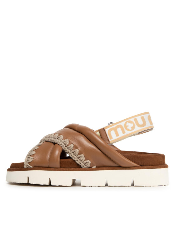 Mou Mou Sandali New Bio # 03 Criss-Cross Upper SW461004C Rjava