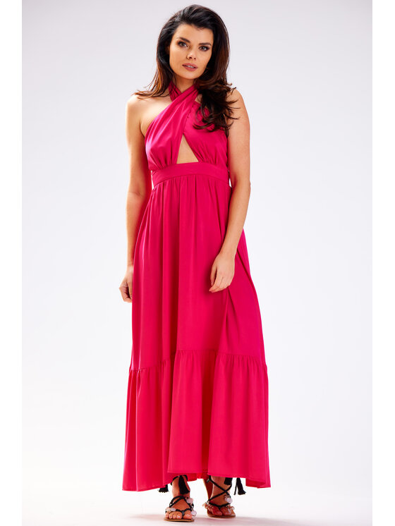 Awama Awama Sukienka letnia A583 Fioletowy Basic Fit