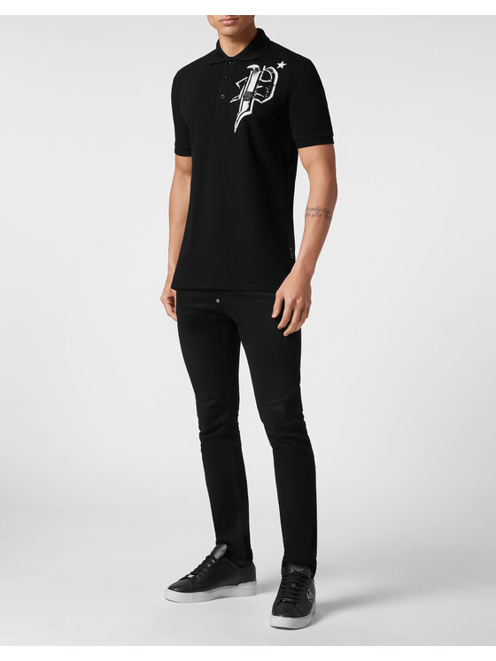 PHILIPP PLEIN PHILIPP PLEIN Polo 755 Czarny Slim Fit