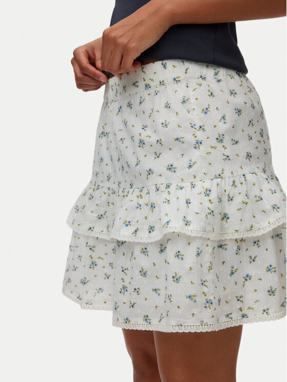 Vero Moda Vero Moda Mini sukňa Trine 10342736 Biela Regular Fit