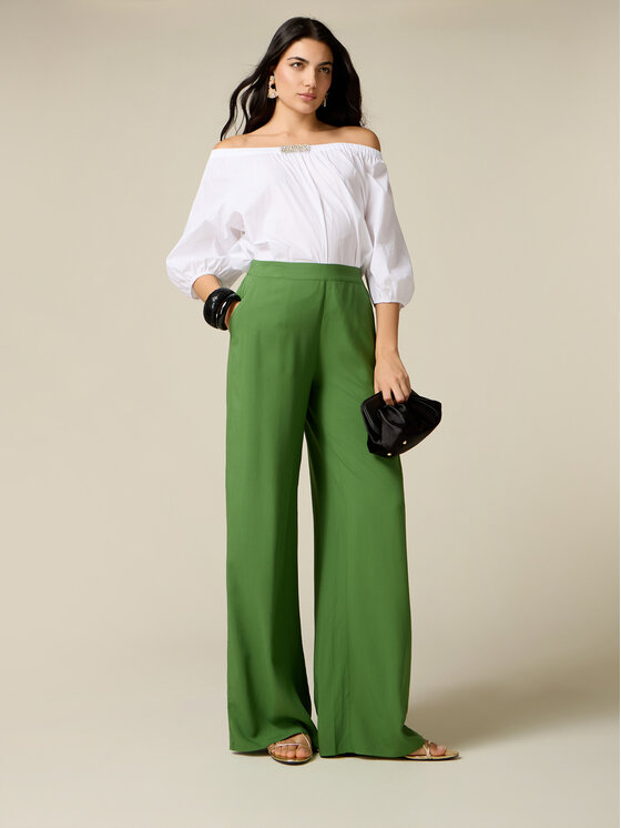 Oltre Oltre Spodnie materiałowe P047J002533N005 Zielony Regular Fit