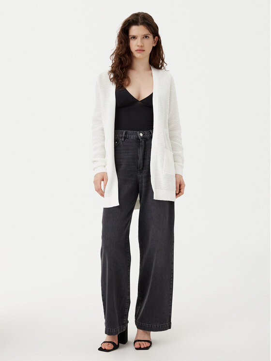 Vila Vila Pletena jopica Dalo 14097125 Bela Loose Fit
