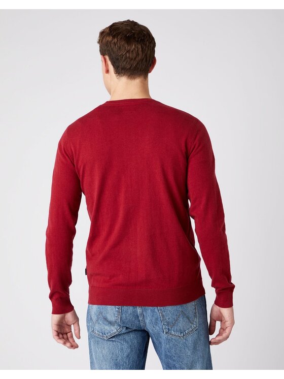 Wrangler Wrangler Sweter CREW KNIT Czerwony Regular Fit