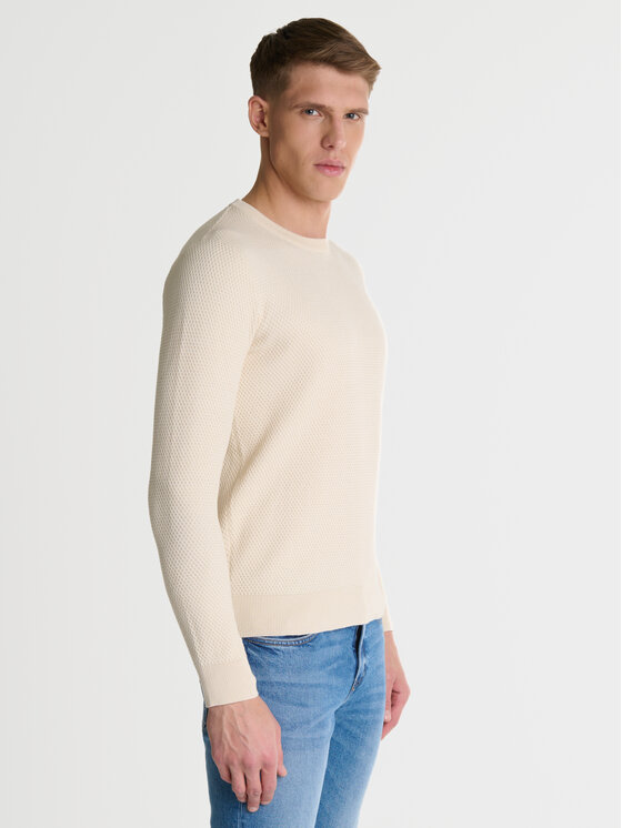 BIG STAR BIG STAR Sweter REYLON Kremowy Basic Fit