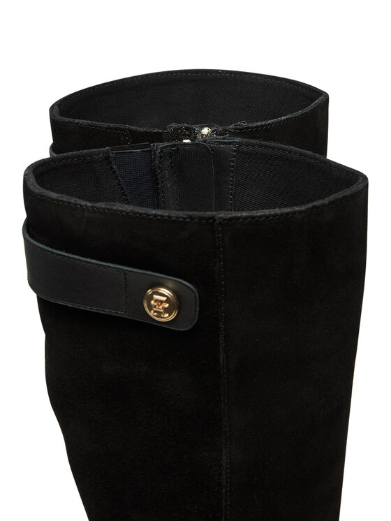 Tommy Hilfiger Tommy Hilfiger Zābaki Th Stud Leather Mix Long Boot FW0FW08341 Melns