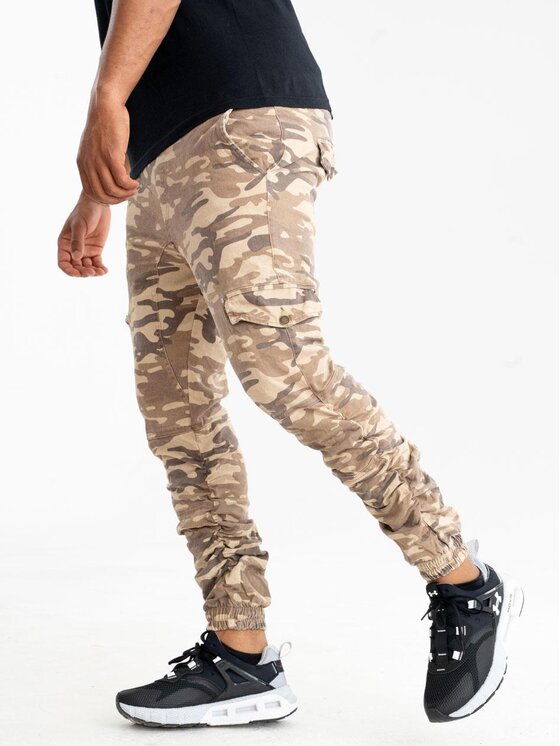 Catch Catch Spodnie materiałowe Spodnie Materiałowe Jogger Męskie Sand Camo Catch Screw 28 Beżowy Cargo Fit