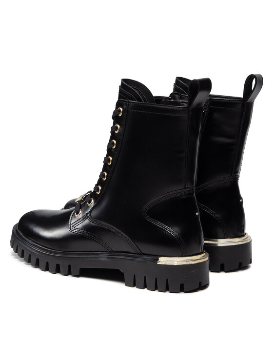 Tommy Hilfiger Tommy Hilfiger Outdoorová obuv Polished Leather Lace Up Boot FW0FW06008 Čierna
