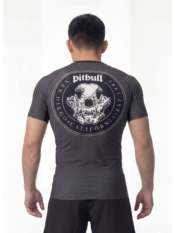 PITBULL PITBULL Koszulka techniczna SKULL LOGO Szary Regular Fit