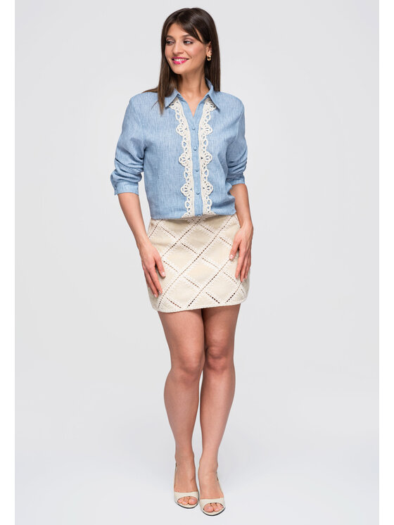 Ombre Ombre Koszula OW-SH-E0055 Niebieski Loose Fit