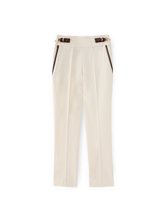 Motivi Motivi Pantaloni di tessuto P040Q004446N0R2 Crema Slim Fit