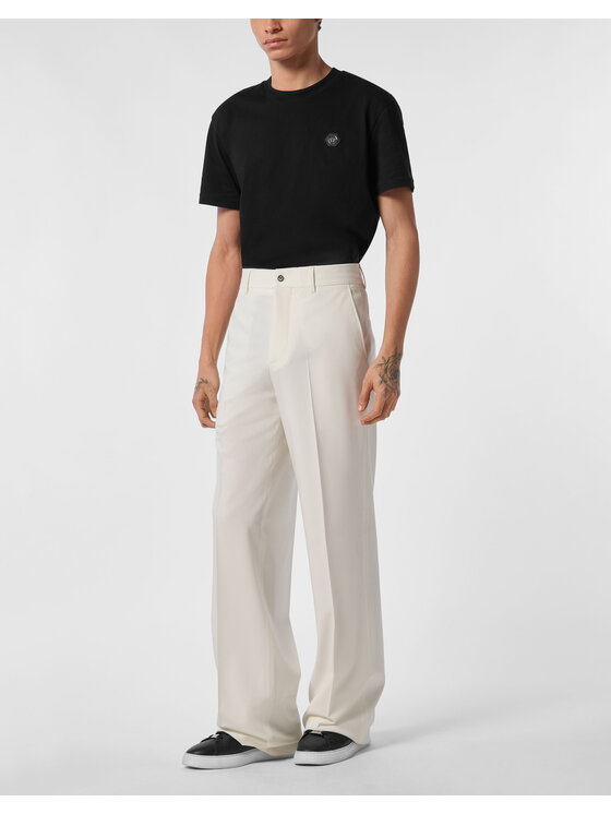 PHILIPP PLEIN PHILIPP PLEIN Spodnie materiałowe 24721 Biały Wide Fit