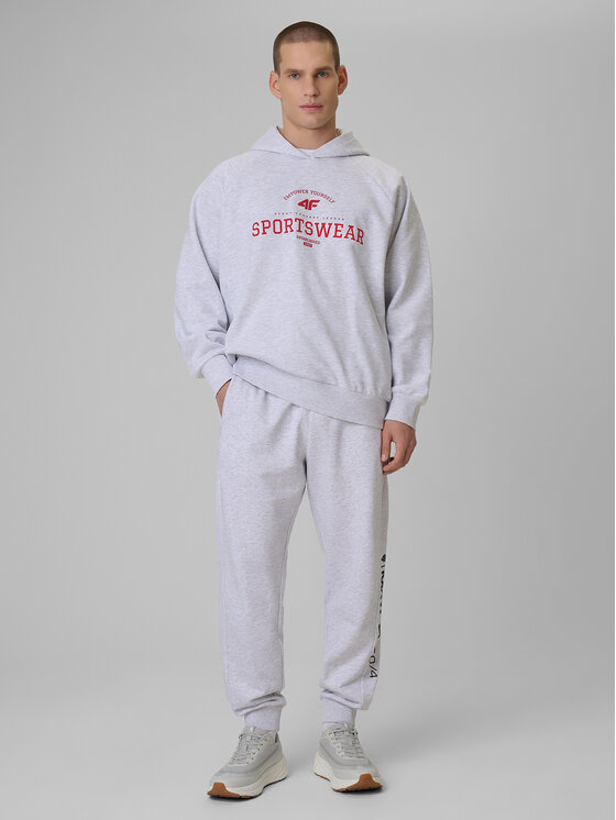 4F 4F Bluza SPORTS CLUB Szary jasny Loose Fit