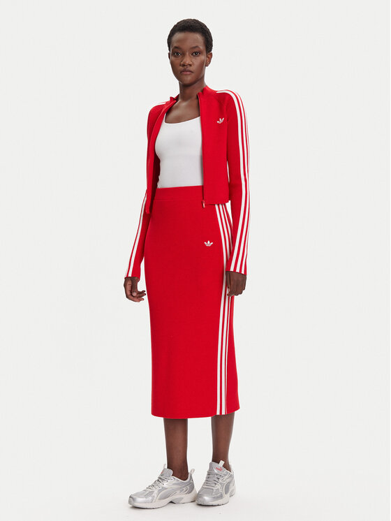 adidas adidas Puzdrová sukňa adicolor Knit 3-Stripes JW2660 Červená Regular Fit