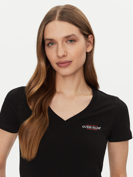 Guess Jeans Guess Jeans T-Shirt W4YI23 J1314 Czarny Slim Fit
