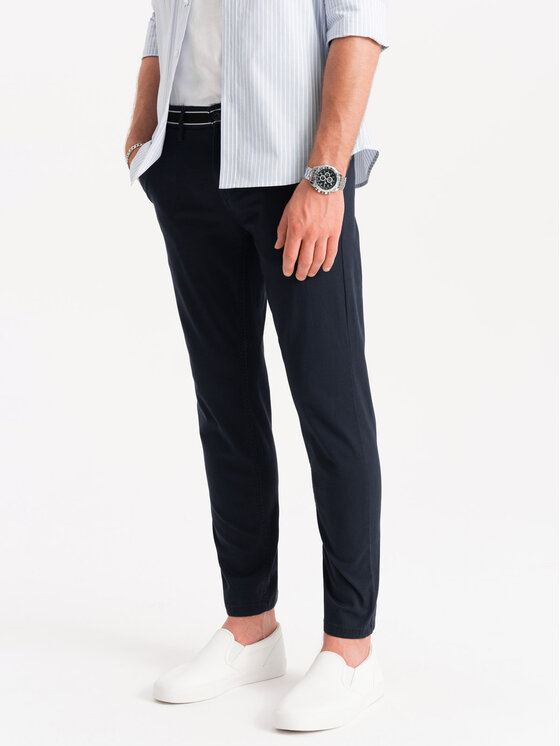 Ombre Ombre Chino kalhoty OM-PACP-0118 Tmavomodrá Regular Fit