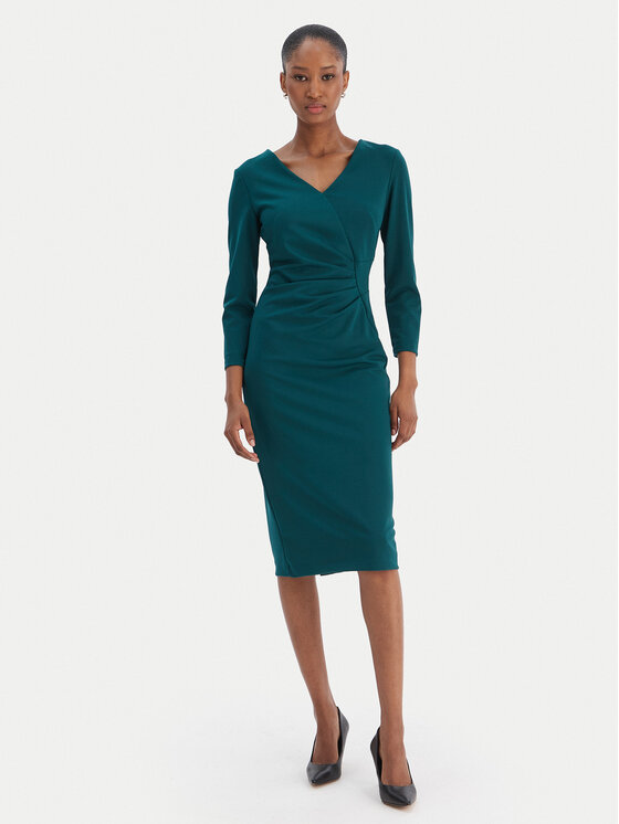 Rinascimento Rinascimento Cocktail obleka CFC0126655003 Zelena Slim Fit