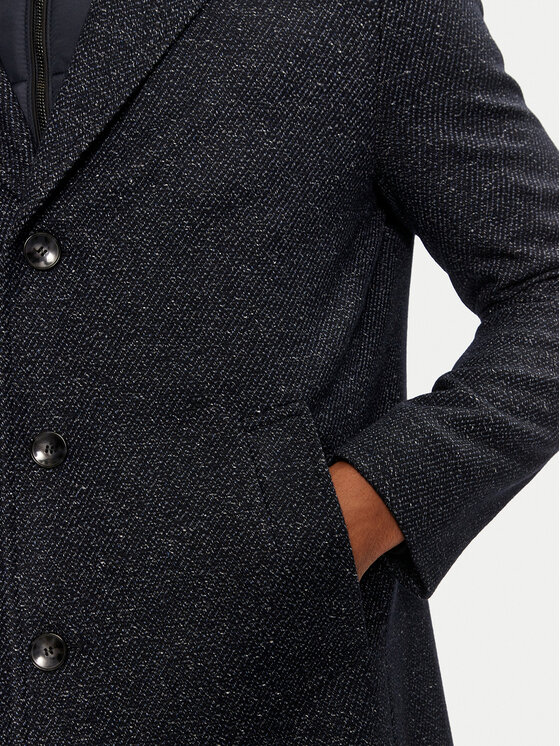BOSS Boss Płaszcz wełniany H-hyde 50528177 Granatowy Slim Fit