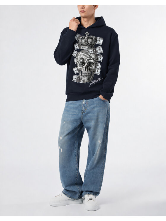 PHILIPP PLEIN PHILIPP PLEIN Mikina 31089 Tmavomodrá Regular Fit