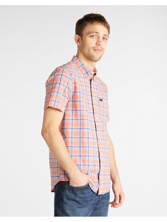 Lee Lee Koszula BUTTON DOWN SS Niebieski Regular Fit