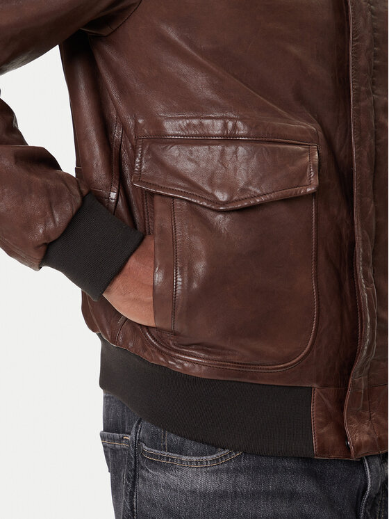 Aeronautica Militare Aeronautica Militare Geacă de piele 252PN0895U100839 Maro Regular Fit