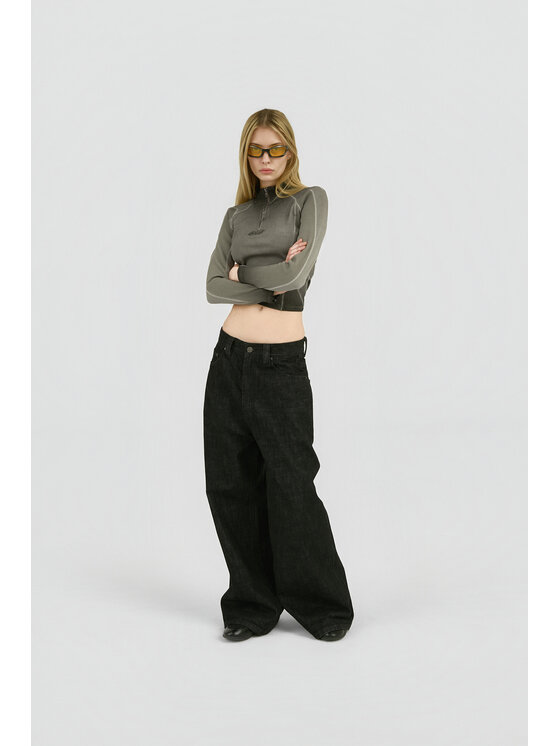 2005 2005 Longsleeve Quarter-Zip Women Szary Slim Fit