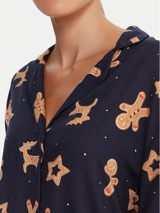 Hunkemöller Hunkemöller Пижама Gingerbread 302783 Черен Regular Fit
