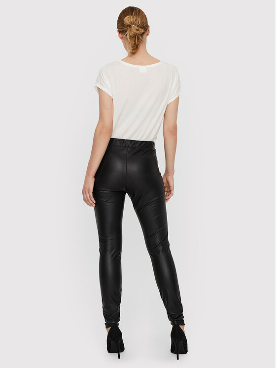 Vero Moda Vero Moda Hlače od imitacije kože 10257164 Crna Skinny Fit