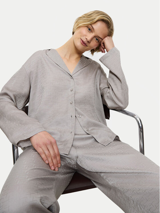 Triumph Triumph Pyžamový top Silky Sensuality 10221063 Šedá Relaxed Fit