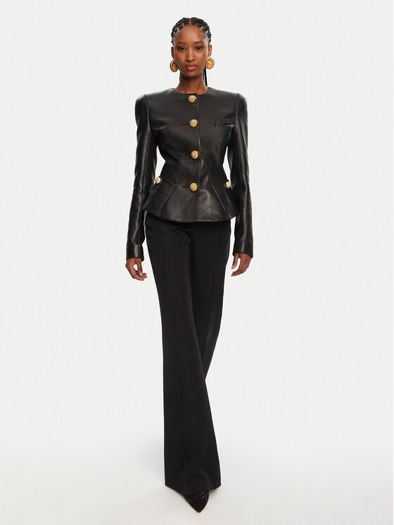 Balmain Balmain Μπουφάν δερμάτινο DF0SK690LC62 Μαύρο Regular Fit