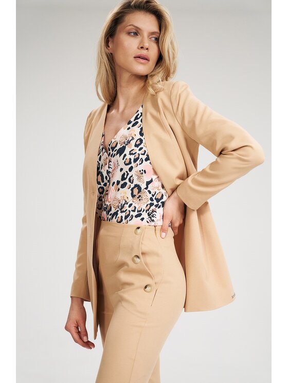 FIGL FIGL Marynarka M694 Beżowy Regular Fit