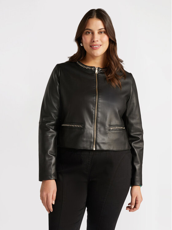 Fiorella Rubino Fiorella Rubino Giacca in similpelle R343T001200N033 Nero Boxy Fit