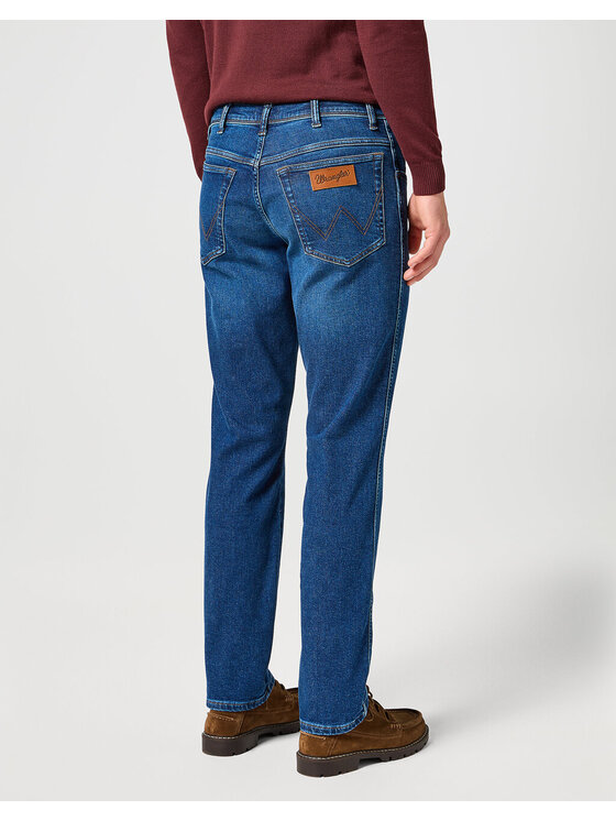 Wrangler Wrangler Jeansy TEXAS SLIM DARK TRAILS Niebieski Straight Fit