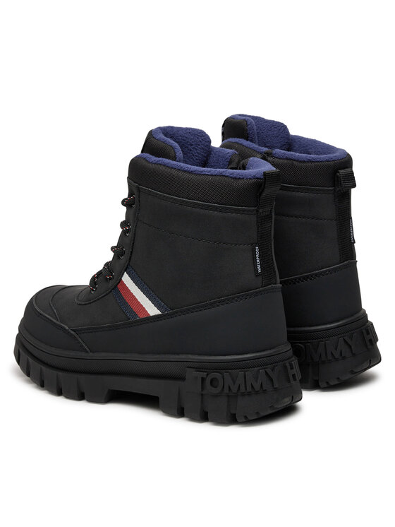 Tommy Hilfiger Tommy Hilfiger Schnürstiefeletten Stripes Fur Boot T3X5-33713-1487 S Schwarz