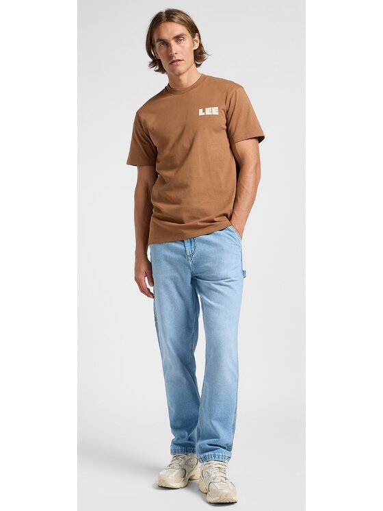 Lee Lee T-Shirt Workwear Graphic Tee Brązowy Relaxed Fit