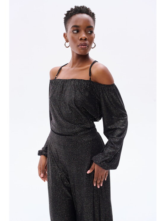 blue shadow blue shadow Bluzka Scarli Czarny Regular Fit