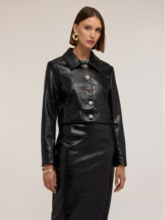 Motivi Motivi Kurtka z imitacji skóry R029Q101166N033 Czarny Cropp Fit