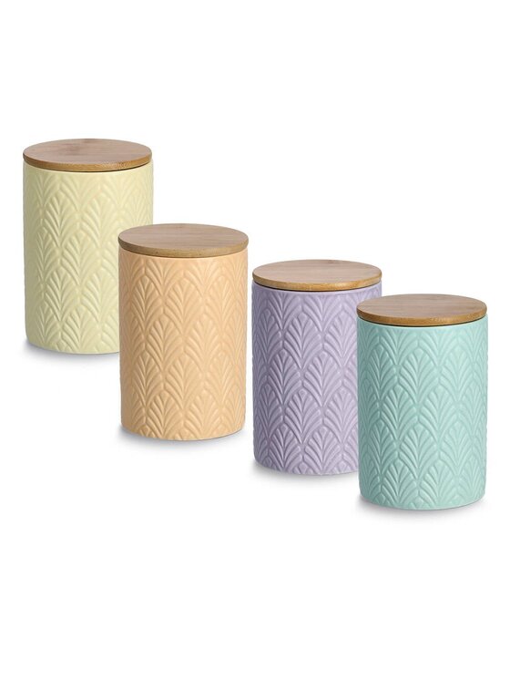 MIAhome MIAhome Pojemnik ceramiczny 15x10x10 cm 750 ml LAMIA fioletowy Fioletowy